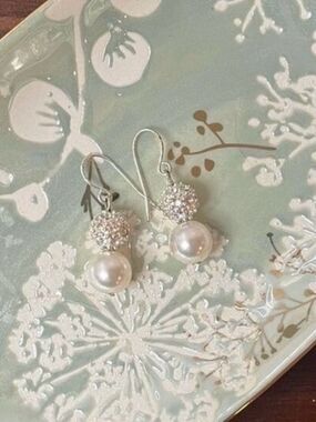 Drop Sparkle Ball & Pearl Earrings
